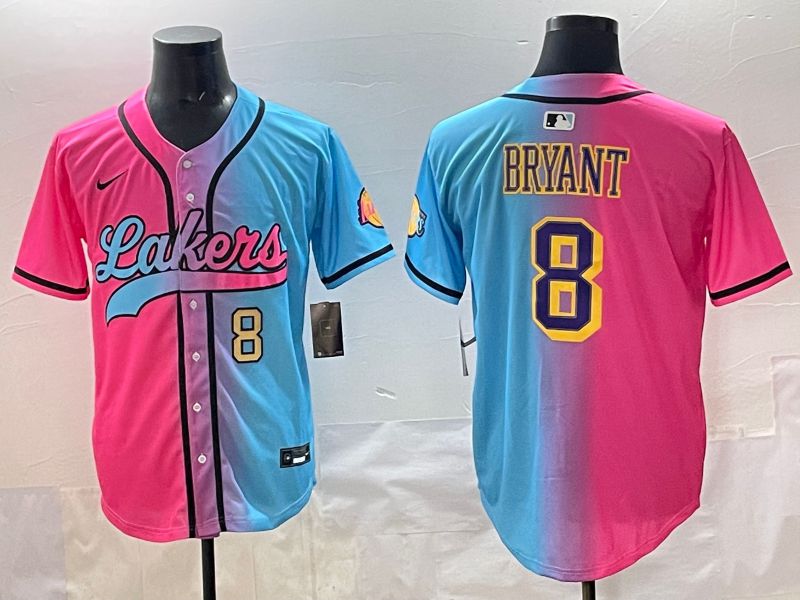 Men 2025 Los Angeles Lakers #8 Bryant Blue pink Nike NBA Jersey style 02->los angeles lakers->NBA Jersey